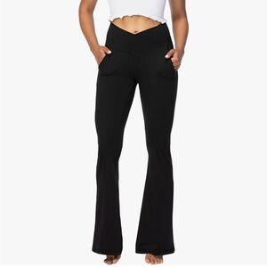 Women's Black V-Waist Flare Pants